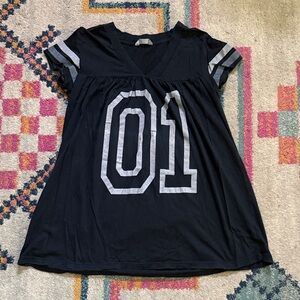 Black and Gray Numbered T-Shirt Dress